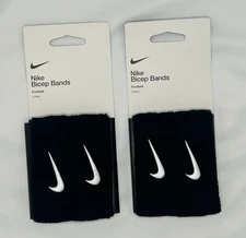 Nike Swoosh NEWFootball Bicep Bands 1 1/2" Unisex Black/White 2 PK
