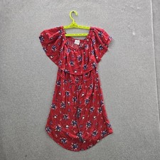 Knox Rose Women Dress M Red Floral Peasant Dress Boho Cottagecore Milkmaid