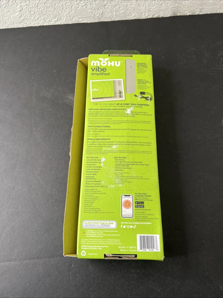 Antena HDTV amplificada interior Mohu Vibe rango de 50 millas (caja abierta) ENVÍO GRATUITO. Foto 2 de 4