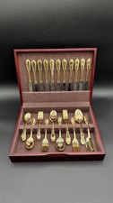 Farberware 63 Pc Gold Tone Flatware Set Wood ...