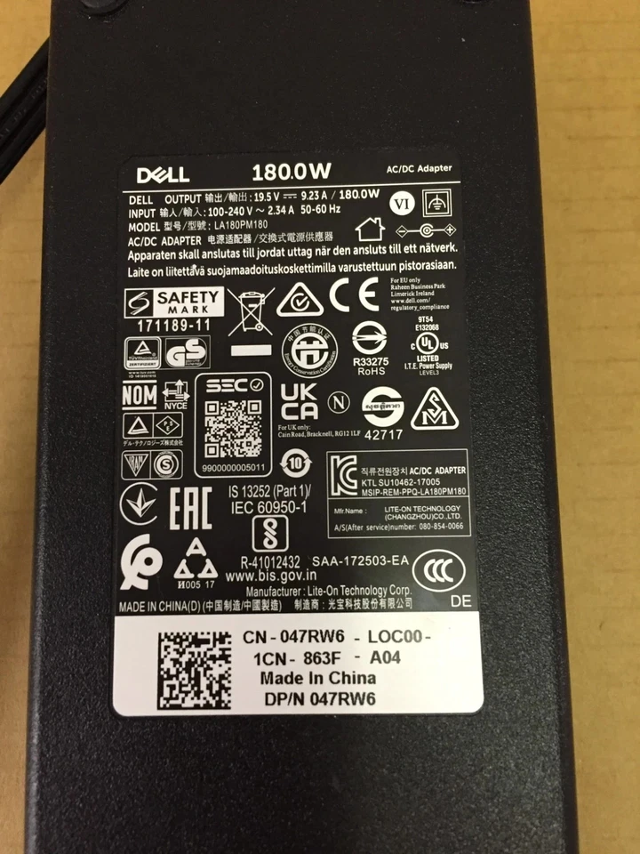 Genuine OEM DELL 180W 19.5V 9.23A AC Adapter Charger DA180PM111 LA180PM111 7.4mm - Image 4 of 4