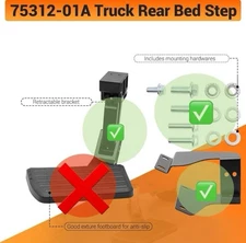 Retractable Truck Bed Rear Step Bracket For 2015-2020 Ford F-150 75312-01A READ