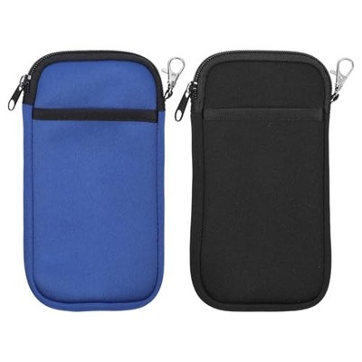 2 Pack Double Eyeglass Case Neoprene Sunglass Case with Zipper Travel Eyeglass 