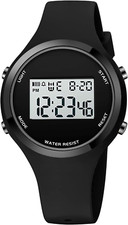 Outdoor Sport Watch 5Bar Waterproof LED Digital Alarm Clock All Black