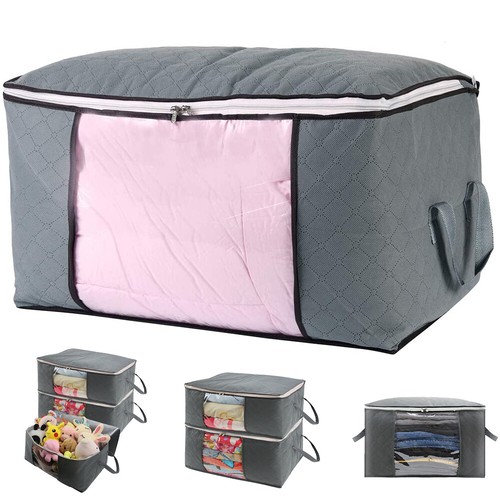 X Large Clothes Quilt Blanket Storage Bag Fabric Organizer Foldable