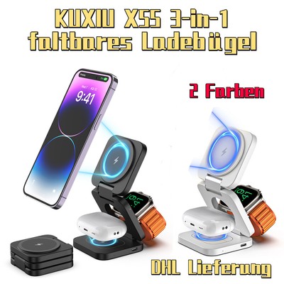 KUXIU X55 3-in-1 faltbares magnetisches kabelloses iWatch Ladegerät und Ständer