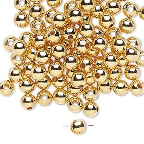 100 Gold Plated Brass 5mm Smooth Round Spacer Beads with 1.2mm Hole - Picture 2 of 3