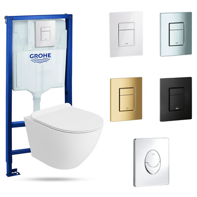 GROHE Vorwandelement Solido + Wand WC Sofi Slim Weiß Matt + Knopf Set