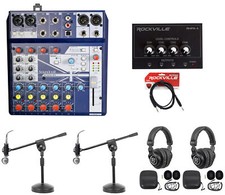 2 Person Podcasting Podcast Bundle w/Soundcraft Mixer Headphones Mic Boom Stand