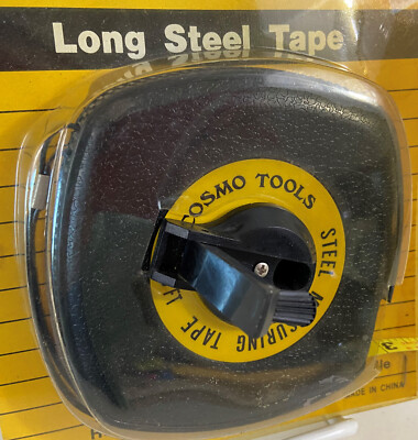 COSMO TAPE MEASURE: LONG STEEL 100FT WITH RETRACTOR HANDLE  HEAVY DUTY, NEW!