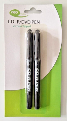 Neo Media CD/DVD/Bluray Marker Stift, Doppelspitze, Farbe schwarz (2er-Packung)