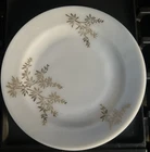Vintage Federal Gold Flower Milk Glass 9" Dinner Plates Lot Of 6