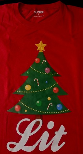 Lit Tee - EXTREME Christmas Tree XL T-shirt shortsleeve unisex Red 100% Cotton - Picture 2 of 6