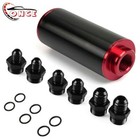 Universal Racing In-Line Fuel Filter With AN 6 8 10 Fittings Adapter 40 Micron
