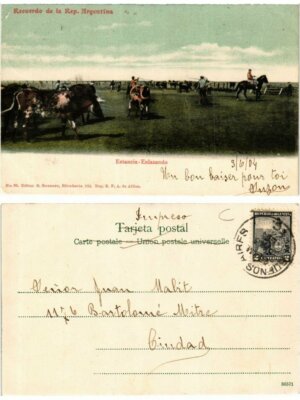 CPA ARGENTINA - Recuerdo de la Rep. ARGENTINA - Estancia Enlazando (420284)