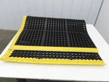 NoTrax 4YJ18 Anti-Fatigue Black Rubber Drainage Floor Mat 38"x 64" Yellow Border