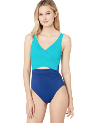 color block cutout one piece swimsuit