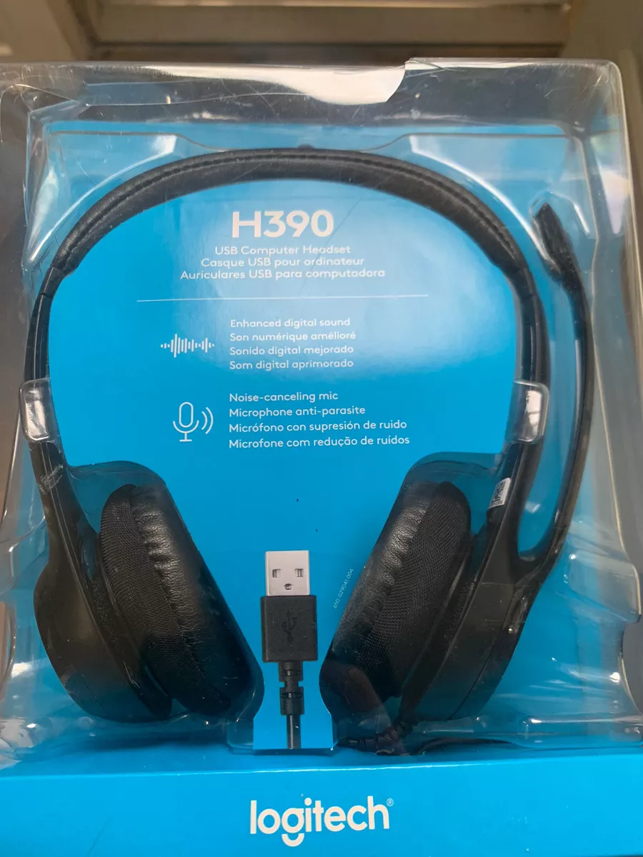 Logitech H390 USB Wired Computer Headset Noise-Canceling Mic Digital Sound  New