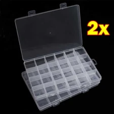 2Packs 24 Grid Plastic Box Case Jewelry Bead Storage Container Craft Organizer