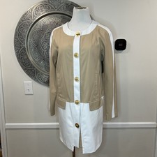 Nwt Leifsdottir Tan Canvas And White Leather Trim Coat -size S