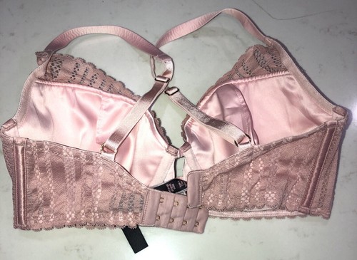 Pink Lace Bra Nude Lined Plunged Victoria's Secret 399272 Misses size 32DD - Picture 5 of 8