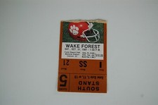 1981 Clemson - Wake Forest College Football Ticket National Championship Season