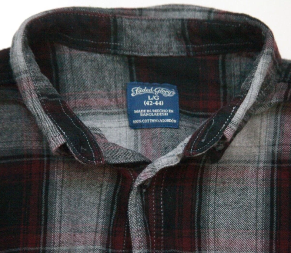 Camisa de vestir Faded Glory 2 bolsillos manga larga abotonada top grande gris JKT175 Foto 3 de 4