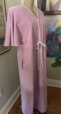 Vintage Soft Vanity Fair Long Robe Caftan Pink Elastic Waist Dolman Sleeve S