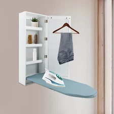 Ironing Board Cabinet Wall Mounted Storage Hidden Storage Shelves with Mirror