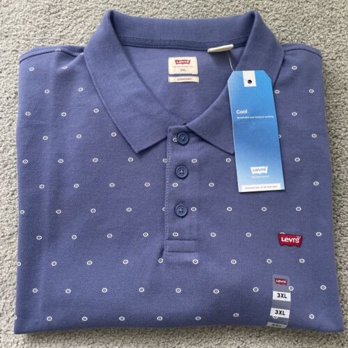 LEVIS Polo Shirt Mens 3XL Blue Cool Moisture Wicking Stretch Standard Fit Cotton