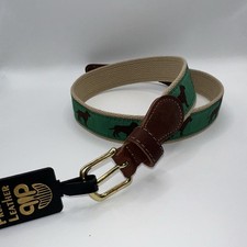 Preston Leather Dog Hunting Belt Solid Brass Buckle Kids Size 24 Made in USA