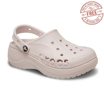 Crocs Women's Baya Platform Clog Barely Pink Slip-on with Heel Strap Comfortable