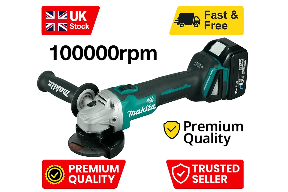 Makita 18V 125mm DGA404 Brushless Lithium Electric Angle Grinder Rechargeable UK - Image 3 of 4
