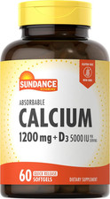 Calcium 1200 Mg with Vitamin D3 5000 IU  60 Absorbable Softgels  Non-Gmo  Glu