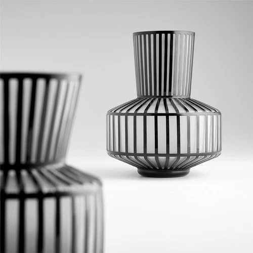 Lined Up Black Glass Vase-Modern Geometric Elegance - Picture 3 of 8