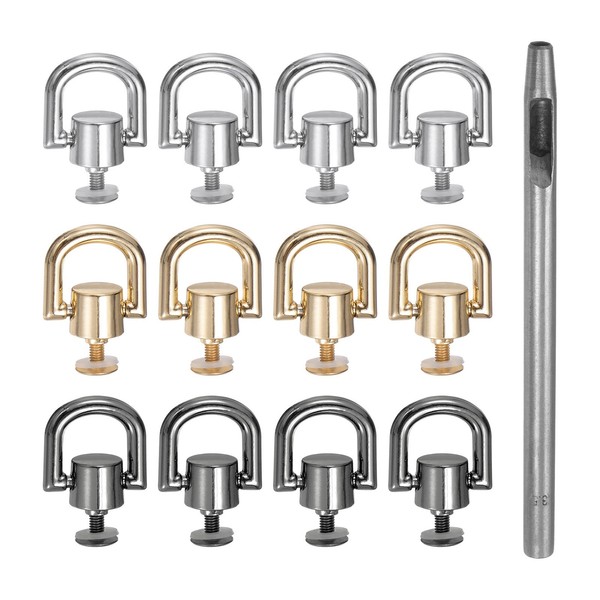12 StüCk Metallnieten 8Mm D-Ring Knopfnieten Mit 3,5Mm Lederlochstanze-image