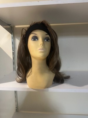 Band Fall Wig Women's Brown Highlights Medium Cap Straight Human Hair SZ N226