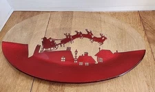 Grasslands Road Christmas Serving Platter Santa & Reindeer  15" x 9"