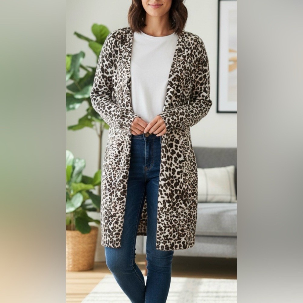 Torrid Leopard Print Button V Neck Lightweight Lo… - image 1