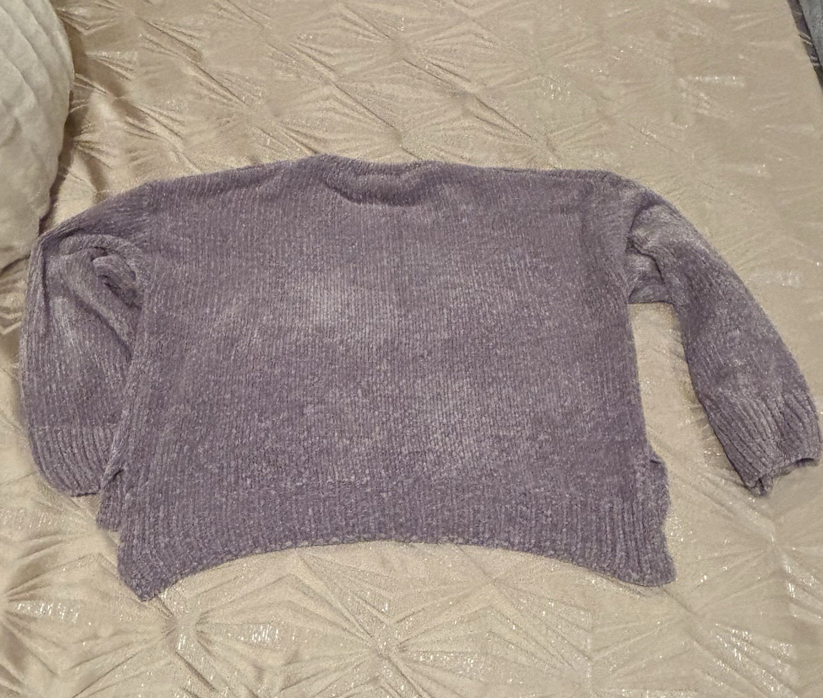 Vintage House of Sienna Chenille Sweater - Size Medium - Gray Cropped Pullover image 5