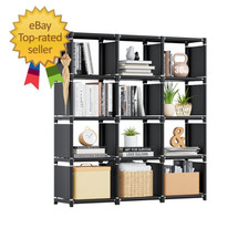 Book Shelf, 12 Cube Storage Organizer, DIY Bookcase, Metal Bookshelf,Tall Book c