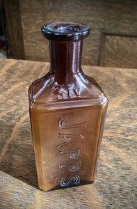 Japp’s Cincinnati Hair Tonic Bottle Amber Glass Hand Blown Tooled Lip 1900s