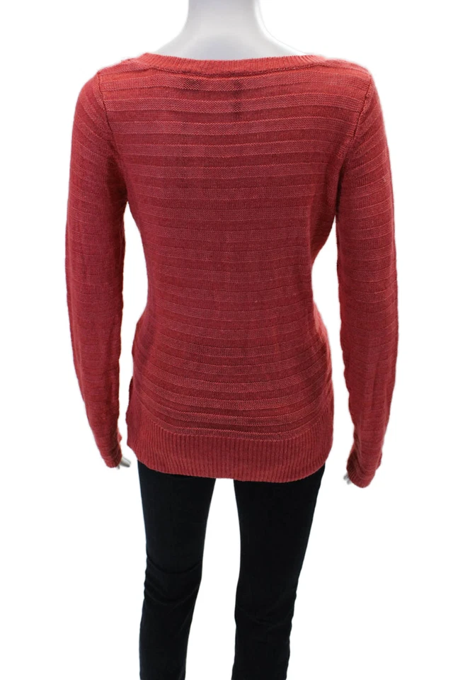 ISDA & Co Womens Linen Crew Neck Long Sleeve Knitted Sweater Pink Size S - Image 3 of 4