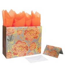 13" Large Rose Gold Gift Bag Set with Greeting Card