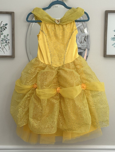 Walt Disney World Disneyland Resort Belle Costume Dress Girls MD 7-8 Gold