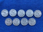 Lot of (9) 1940-46 Walking Liberty Half Dollars 90% Silver