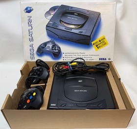 Sega Saturn Console MK-80000 Bundle w/ Box & 2 Controllers - Powers On