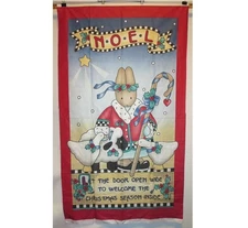 Vintage Daisy Kingdom Christmas Door Hanging Fabric Panel Nina Noel Bunny