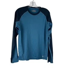 REI Mens Long Sleeve Base Layer Shirt Size Small Blue Side Pocket Thumbholes