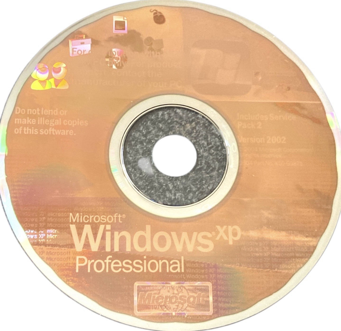 Microsoft Windows XP Professional w/ SP2 Install Disc - 2002 disc only ...